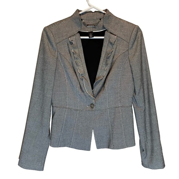 White House Black Market Jackets & Blazers - White House Black Market Blazer Size 0 Career Work Jacket Gray Ruffle Trim